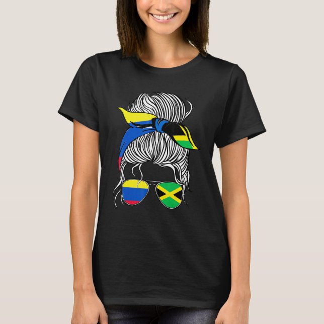 Colombia Flag Jamaica Grown Women Girl Country T Shirt (Framsida)