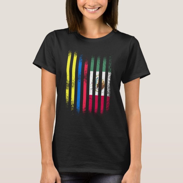 Colombia Flag Mexico Grown Country Flags Stripes T Shirt (Framsida)