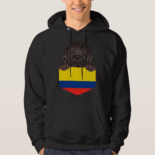Colombia Flag Newfoundland Dog In Pocket Hoodie (Framsida)