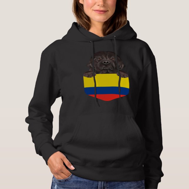 Colombia Flag Newfoundland Dog In Pocket T Shirt (Framsida)