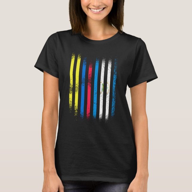 Colombia Flag Nicaragua Grown Country Flags Stripe T Shirt (Framsida)
