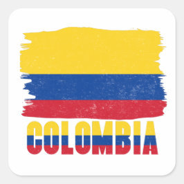 Colombia Flag Sticker Fyrkantigt Klistermärke
