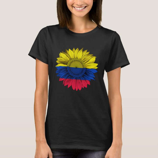 Colombia Flag Sunflower Colombian Roots Proud Patr T Shirt (Framsida)