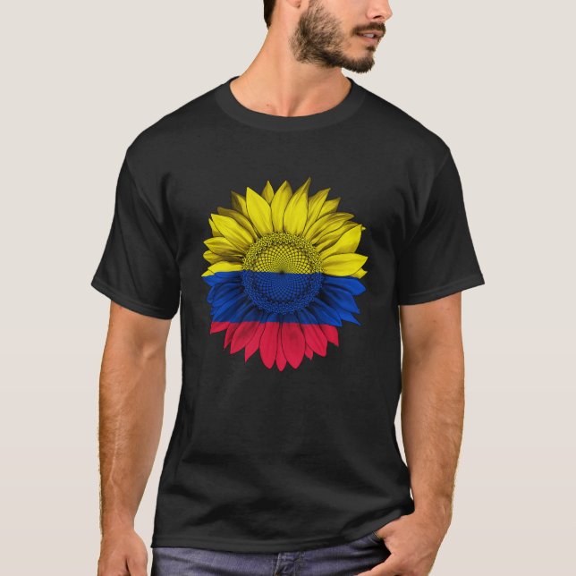 Colombia Flag Sunflower Colombian Roots Proud Patr T Shirt (Framsida)