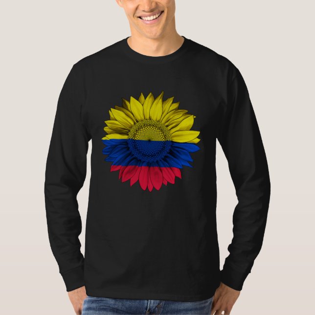 Colombia Flag Sunflower Colombian Roots Proud Patr T Shirt (Framsida)