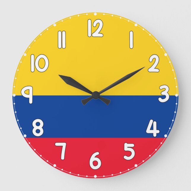 Colombia Flag Wall Clock – Patriotic Home Decor Stor Klocka (Framsida)