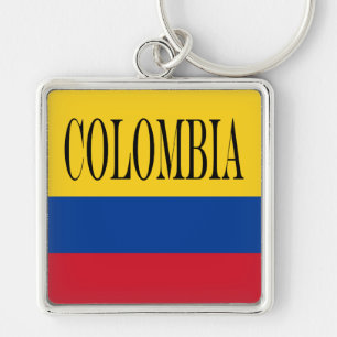 Colombia flagga - Bandera De Colombia Fyrkantig Silverfärgad Nyckelring