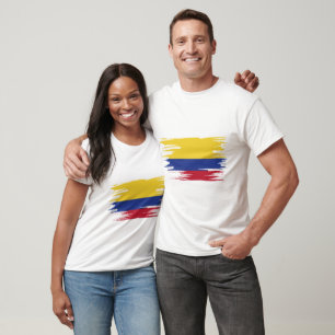 Colombia Flagga Brush Art T Shirt