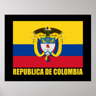 Colombia Flagga & COA Poster