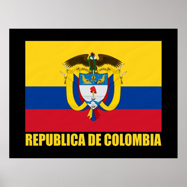 Colombia Flagga & COA Poster (Framsidan)