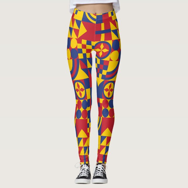 Colombia Flagga Colorful Mönster Leggings (Framsida)