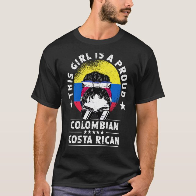 Colombia Flagga Costa Rica Grown Women Girl Citize T Shirt (Framsida)