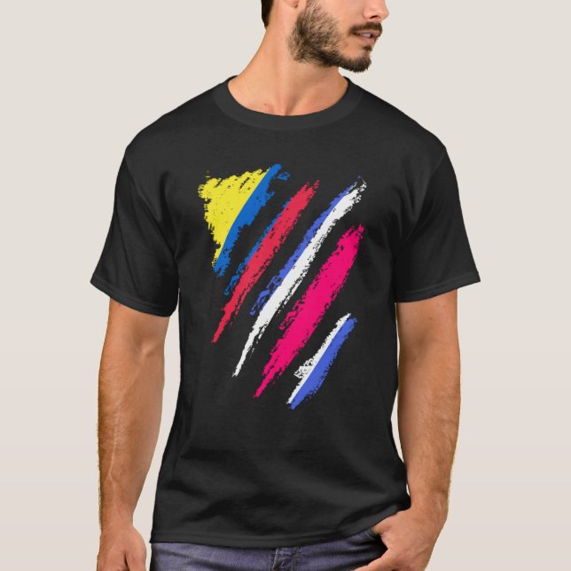 Colombia Flagga Costa Rica Patriot Land Str T Shirt (Framsida)