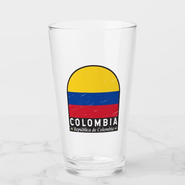 Colombia Flagga Emblem Distress Vintage Glaskopp (Framsida)