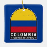 Colombia Flagga Emblem Distress Vintage Julgransprydnad Keramik<br><div class="desc">Colombia har en nödlidande emblem som omfattar flagga och jacka av arm.</div>