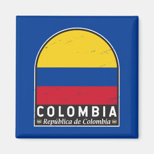 Colombia Flagga Emblem Distress Vintage Magnet