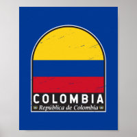Colombia Flagga Emblem Distress Vintage