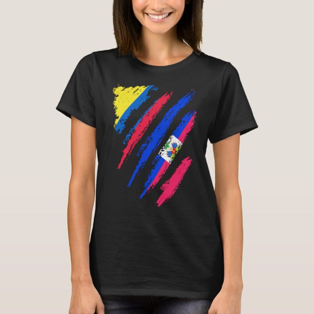 Colombia Flagga Haiti Grown Patriot Land Rand T Shirt (Framsida)