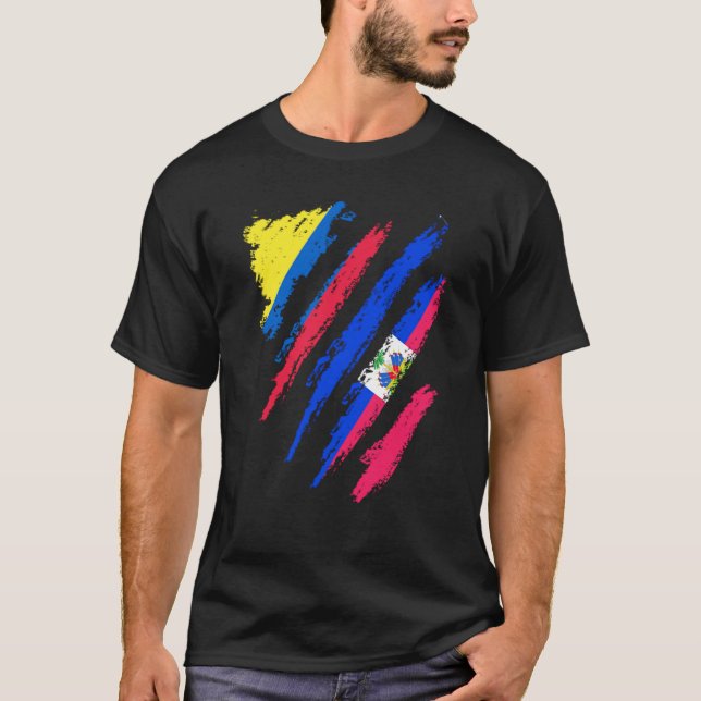 Colombia Flagga Haiti Grown Patriot Land Rand T Shirt (Framsida)