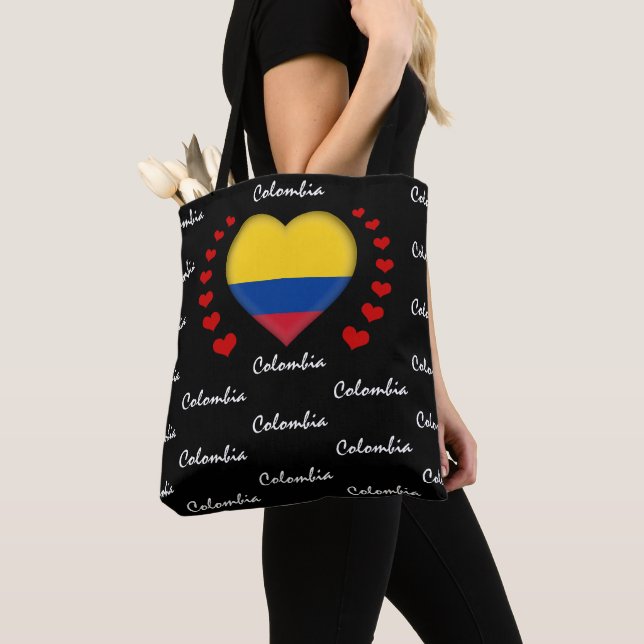 Colombia Flagga & Heart Colombian Flagga mode/spor Tygkasse (Närbild)