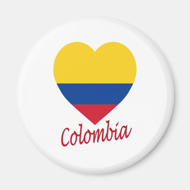 Colombia Flagga Heart Magnet (Framsidan)