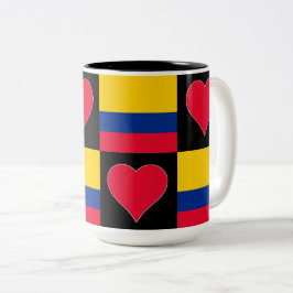 Colombia Flagga Heart Mönster Patriotic Colombia Två-Tonad Mugg
