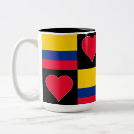 Colombia Flagga Heart Mönster Patriotic Colombia Två-Tonad Mugg