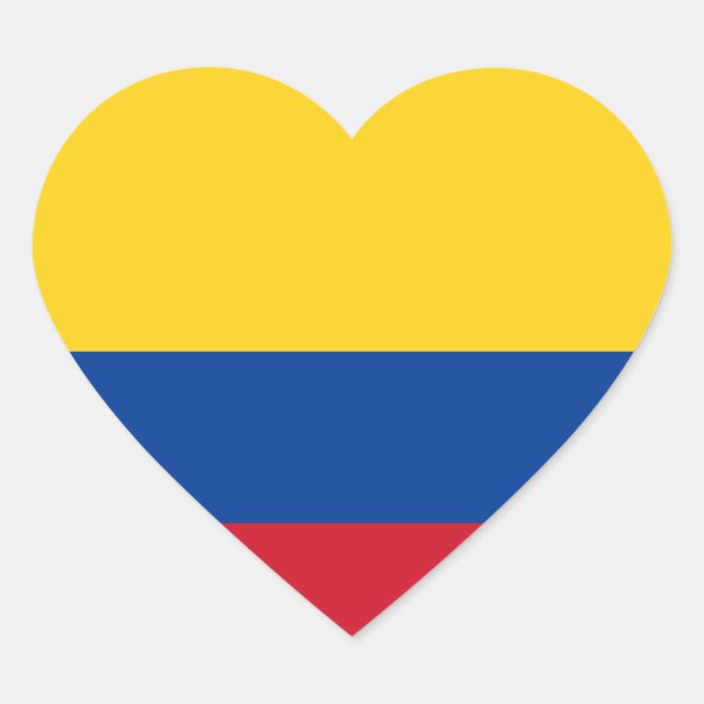 Colombia Flagga Heart Sticker Hjärtformat Klistermärke (Framsida)