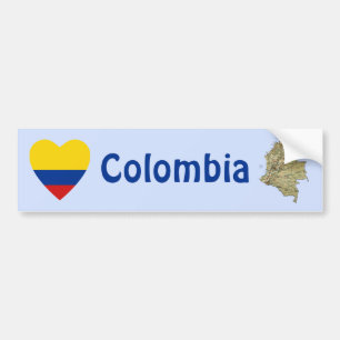 Colombia Flagga Hjärta + Karta Bildäckslimma Bildekal