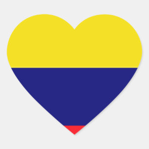 Colombia flagga hjärtformat klistermärke