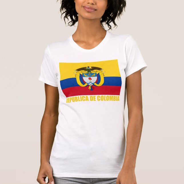 Colombia Flagga & Jacka av Arm Tee Shirt (Framsida)