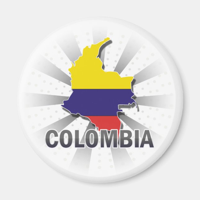 Colombia Flagga Karta 2.0 Magnet (Framsidan)