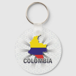 Colombia Flagga Karta 2.0 Nyckelring