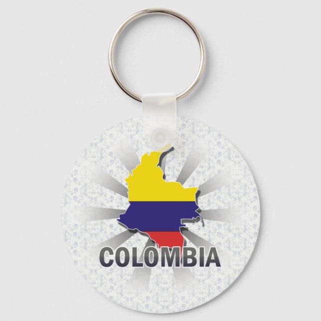 Colombia Flagga Karta 2.0 Nyckelring (Framsida)