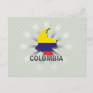Colombia Flagga Karta 2.0 Vykort