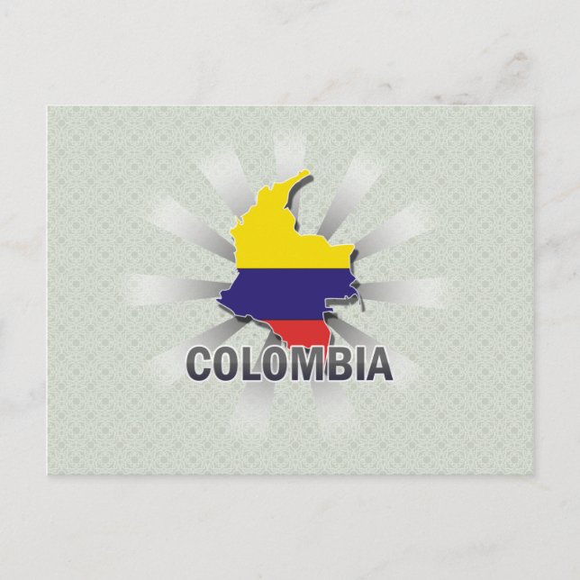 Colombia Flagga Karta 2.0 Vykort (Framsida)