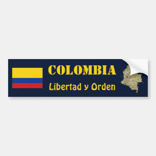 Colombia Flagga + Karta Bumper Sticker Bildekal