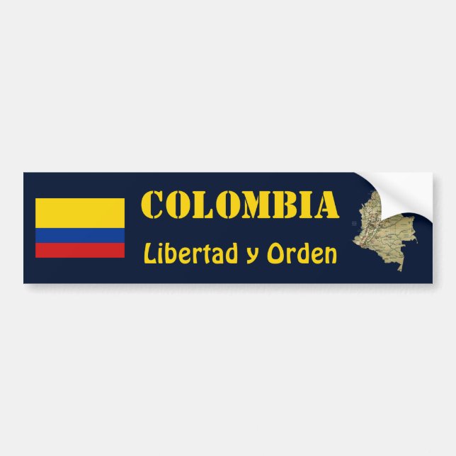 Colombia Flagga + Karta Bumper Sticker Bildekal (Framsidan)