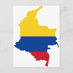 Colombia Flagga karta CO Vykort