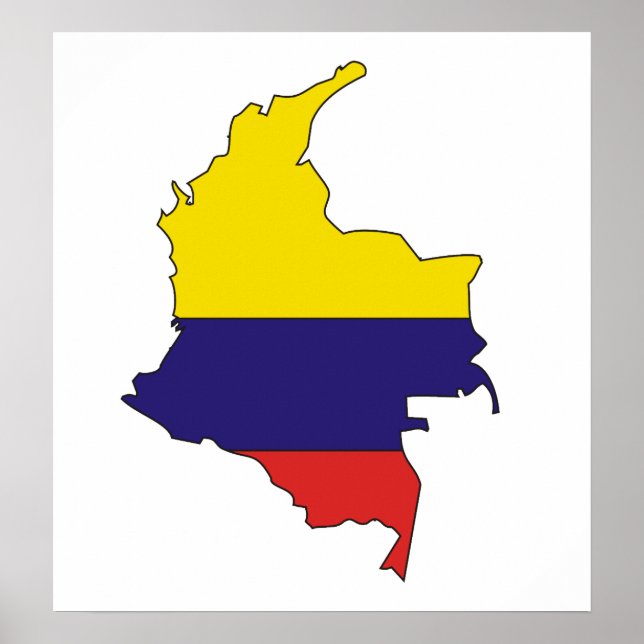 Colombia Flagga Karta fullt storlek Poster (Framsidan)