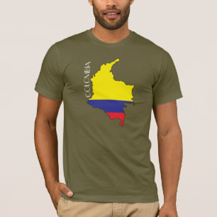 Colombia Flagga-Karta skjorta T Shirt
