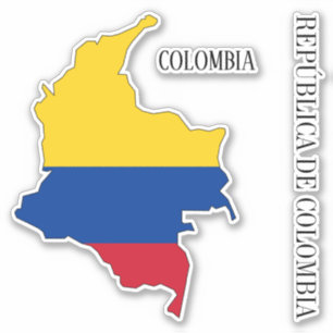 Colombia Flagga Karta Sticker Klistermärken