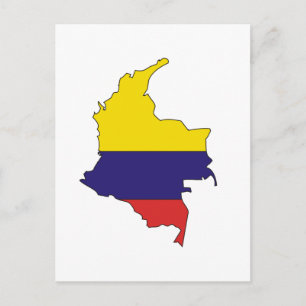 Colombia flagga karta vykort