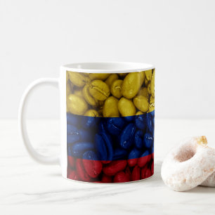 Colombia flagga med kaffe kaffemugg