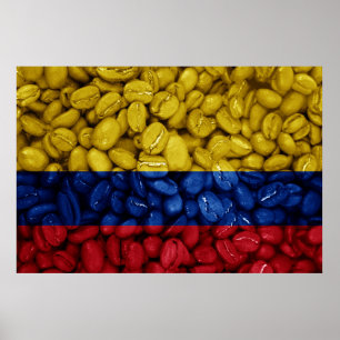 Colombia flagga med kaffe poster