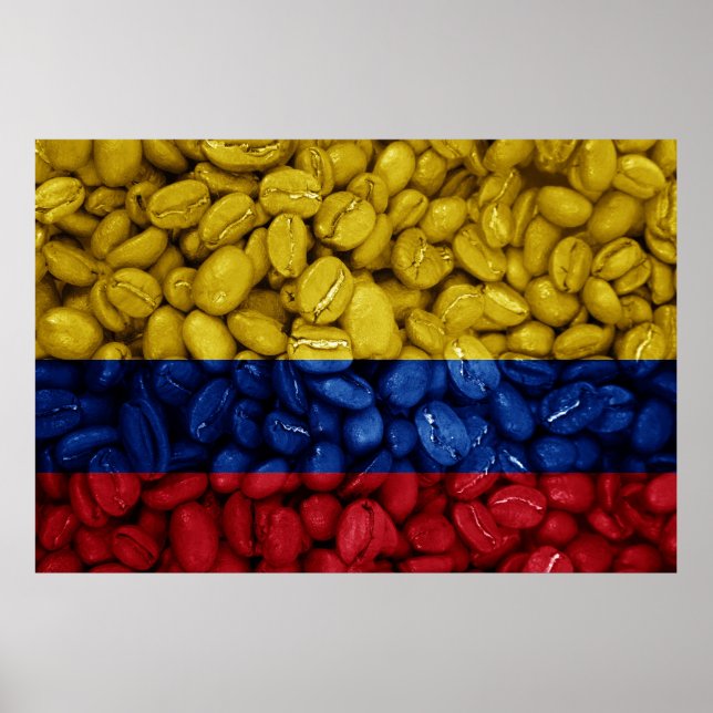 Colombia flagga med kaffe poster (Framsidan)