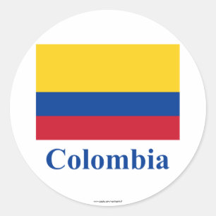 Colombia Flagga med Namn Runt Klistermärke