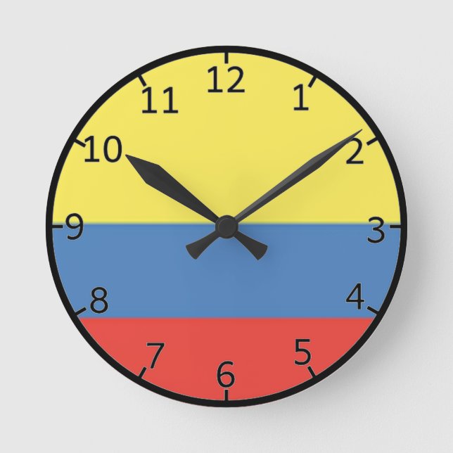 Colombia Flagga Rund Klocka (Framsida)