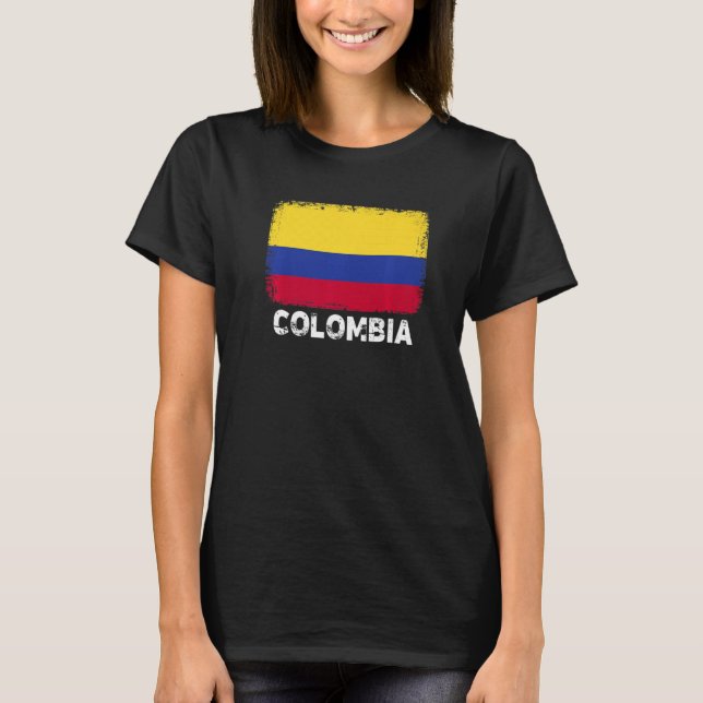 Colombia Flagga Support Colombias People Women Man T Shirt (Framsida)