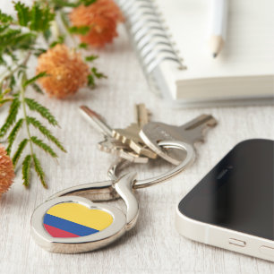 Colombia flagga twisted heart silverfärgad nyckelring